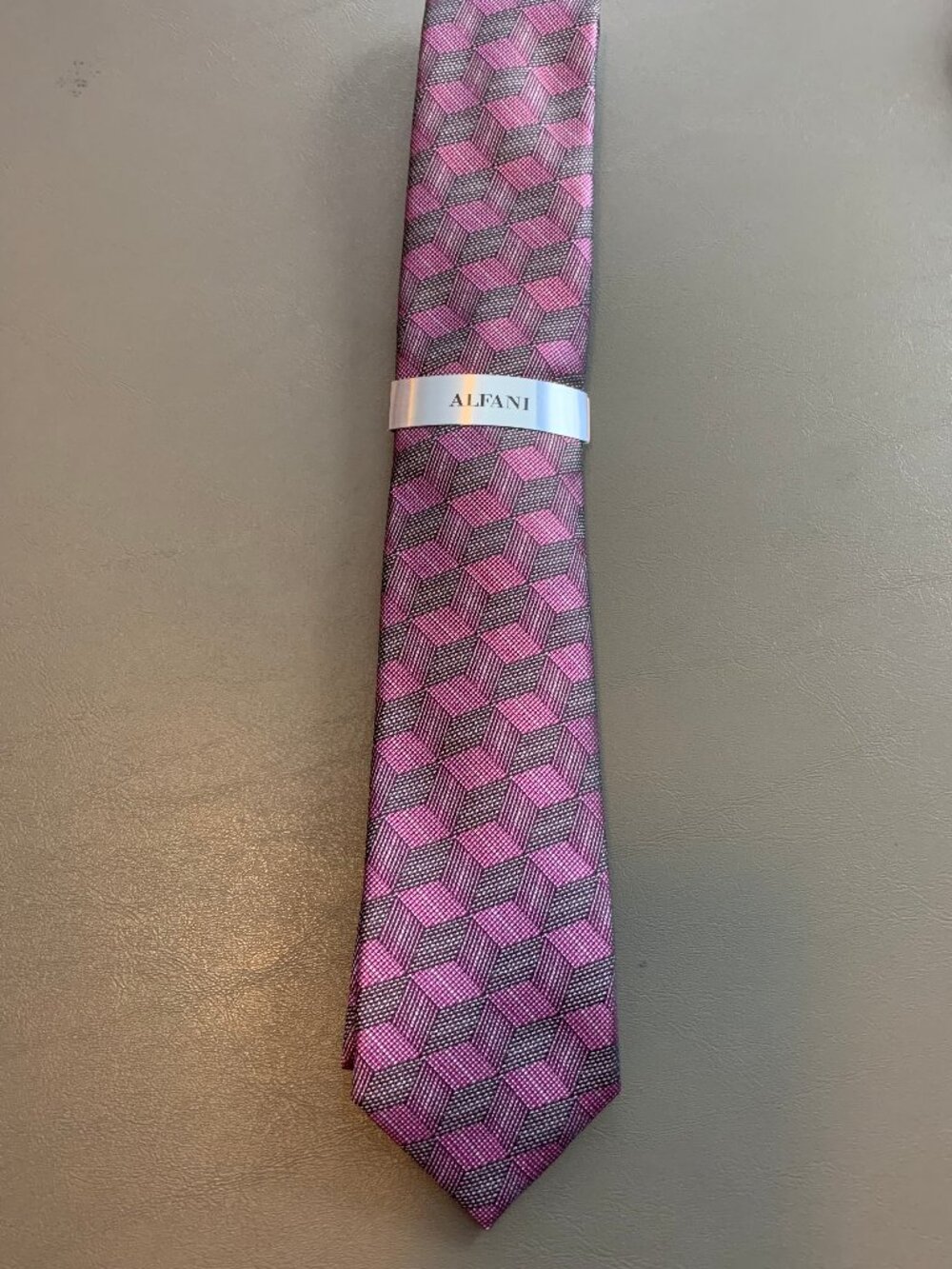 Alfani Men's Abstract Cube 2.75'' Neck Tie, Berry Pink Purple Multi, One Size